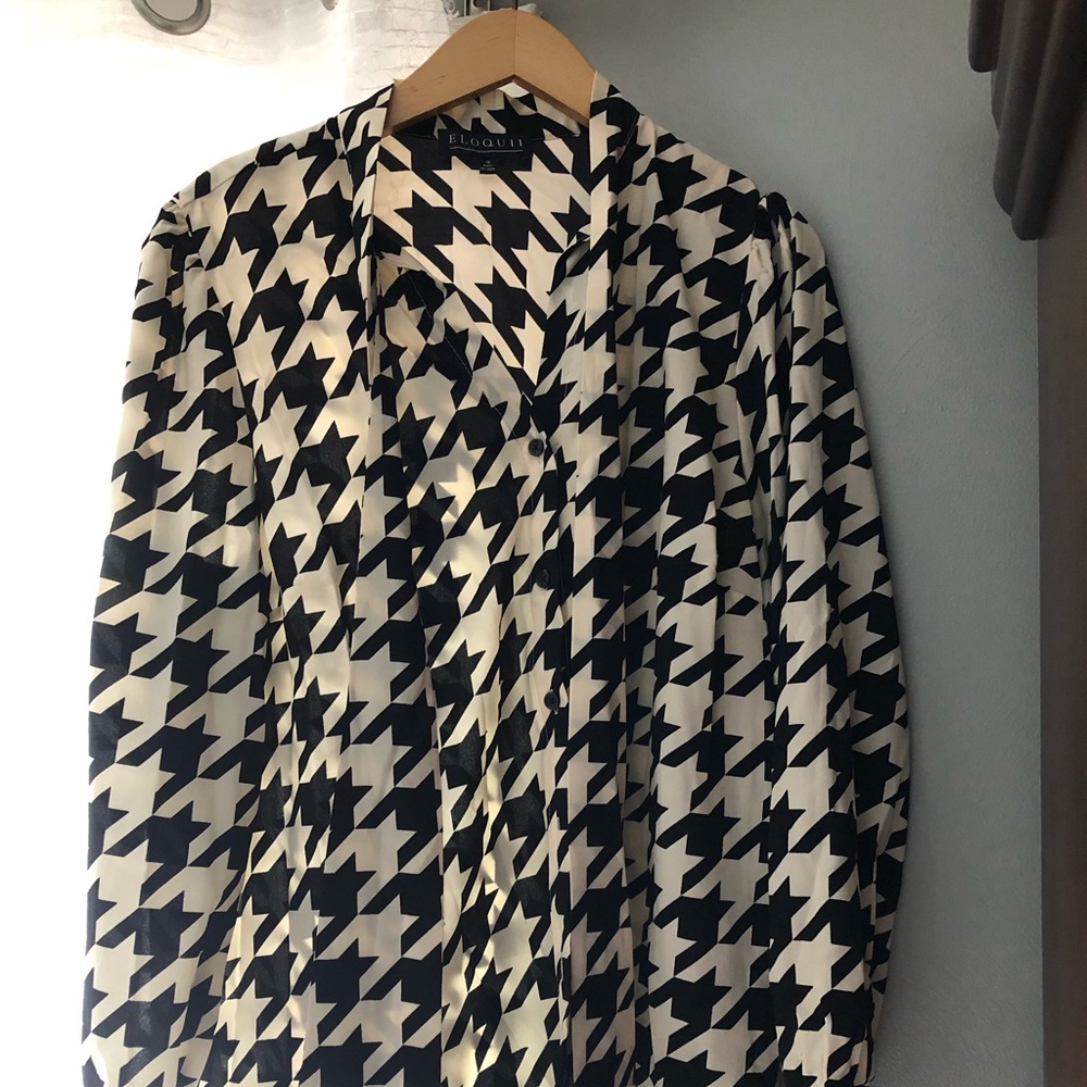 NWT Tie Neck Houndstooth Blouse from Eloquii